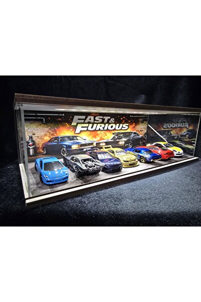 fabrikahşap Dekoratif 1.64 Diorama Model Araba Standı Usb Ledli 7 Araçlık Hot...