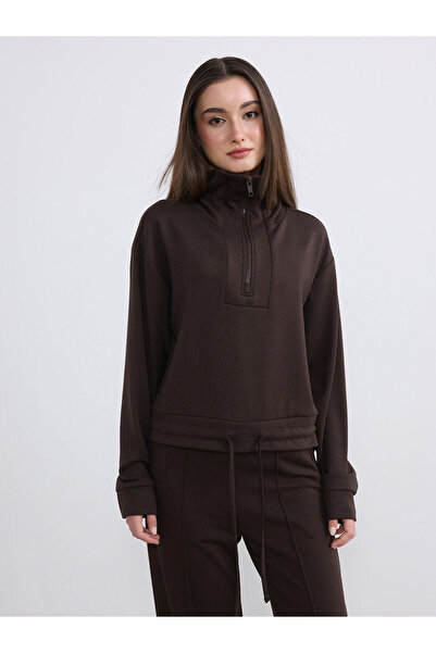 LC Waikiki Alita City Farkıyla Soulife Brown Petite Polo Collar Women's Sweat...
