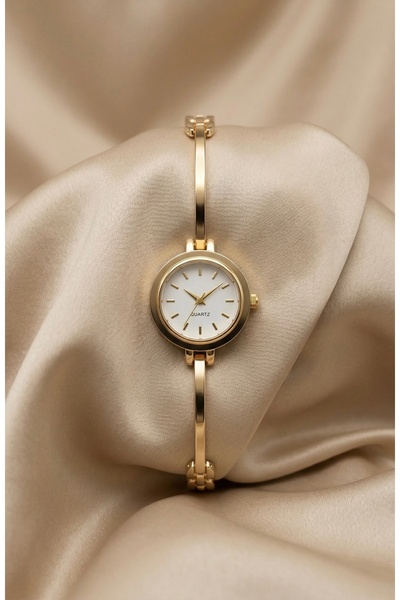 KLISHE Butik Women's Steel Watch Gold Color Minimal Round Case Vintage Luxury...