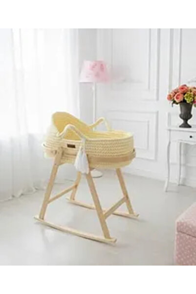 Fun Moment سلة كروشيه للأطفال بقاعدة هزازة (76 × 40 × 23 سم) - بيج