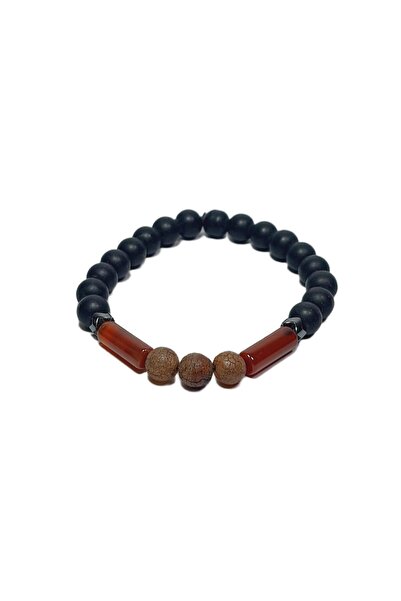 Janti Jtss26Blk1807 Agate Onyx Hematite Natural Stone Flexible Black Tan 8 mm...