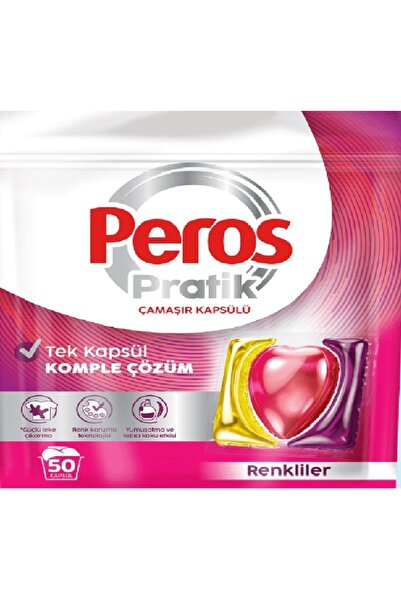 Peros Çamaşır Deterjanı Tableti (Kapsülü) Renkliler İçin 50 Adet