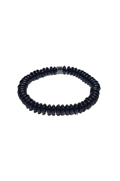 Janti Jtss26Blk1802 Onyx and Hematite Natural Stone Flexible Black Gray 8 mm ...