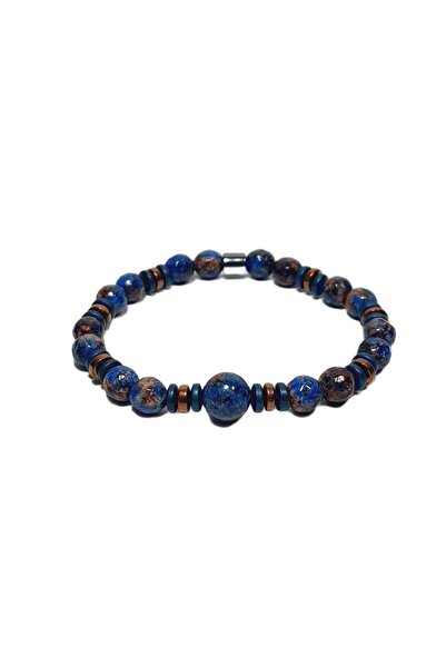 Janti Jtss26Blk1800 Ceyt and Hematite Natural Stone Flexible Dark Blue 8 mm G...