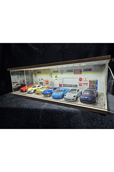 fabrikahşap Dekoratif 1.64 Diorama Model Araba Standı Usb Ledli 7 Araçlık Hot...