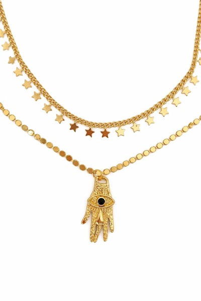 CHARMLUCKY ÖZEL SERİ HAMSA-YILDIZ 2Lİ KOLYE