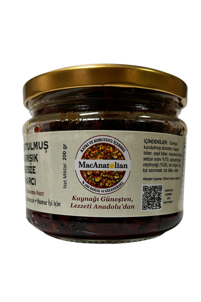 MACANATOLİAN Kurutulmuş Karışık Sebze Harcı / Pişmiş, Kullanıma Hazır 200 gr.