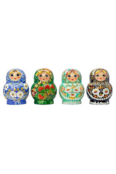 Dünyadan Hediyeler Ten Wooden Matryoshka Dolls Set Chubby 15cm Colorful 10 Pieces T15