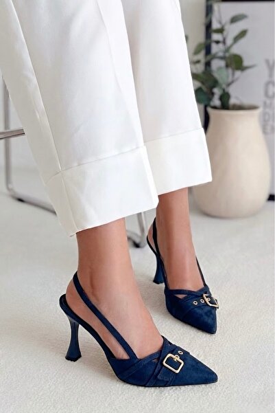 POLKA STORE Push Sivri Burunlu Kapsüllü Bant Detaylı İnce Topuklu Kadın Ayakkabı