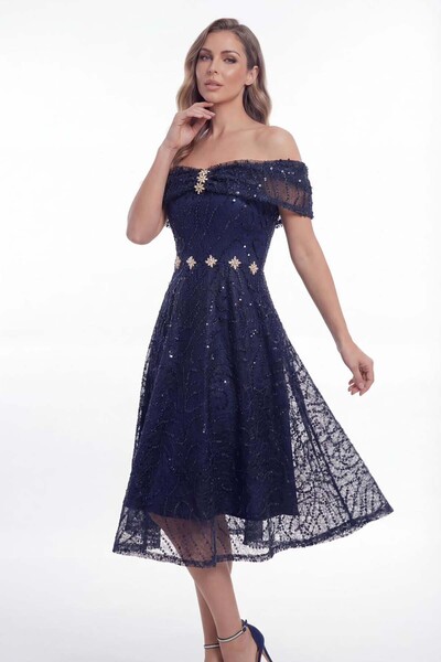 XXL BUTİK Βραδινό φόρεμα & φόρεμα χορού - Ναυτικό μπλε - Ασύμμετρη