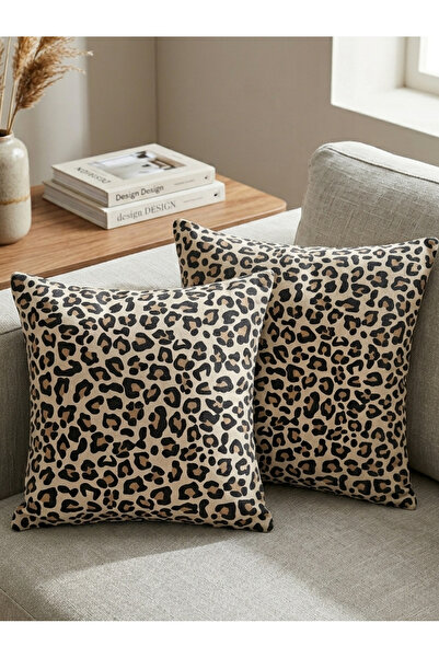 LUNİVAA HOME Luxury Leopard Patterned 2-Piece Throw Pillow Cover Modern Velve...