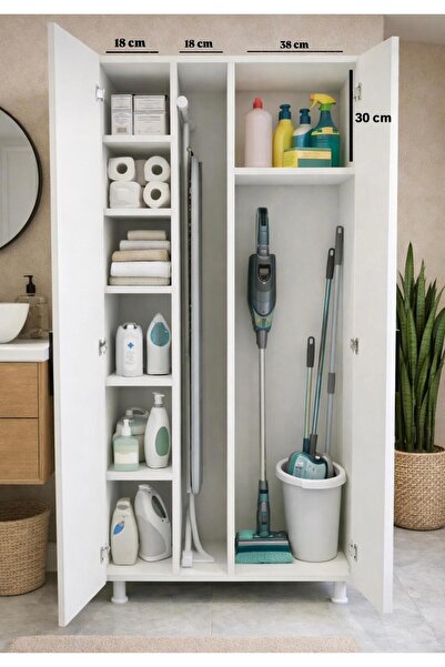 MODENZA %100 MDF Çok Amaçlı Banyo Düzenleyici - Kiler Dolabı - Süpürge Paspas...