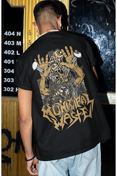 SEVBANO Tricou unisex supradimensionat cu imprimeu pe spate Municipal Waste R...