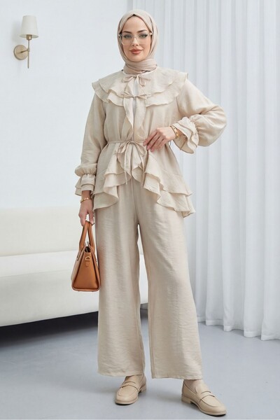 Modamorfo Lace-Up Front, Fold-Over Collar, Elasticated Sleeves, Lined Pants, ...
