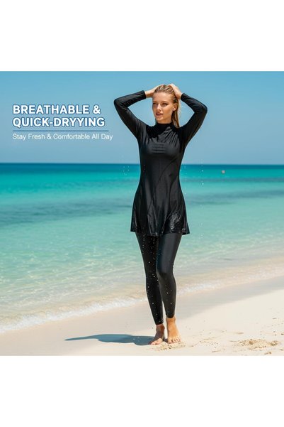 casme Muslim Swimsuits for Women Modest Islamic Comfortable Swimming Suits Slim Fit High Elastic