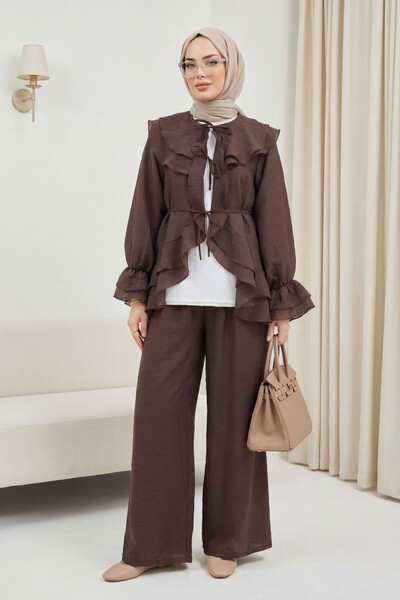 Modamorfo Lace-Up Front, Fold-Over Collar, Elasticated Sleeves, Lined Pants, ...