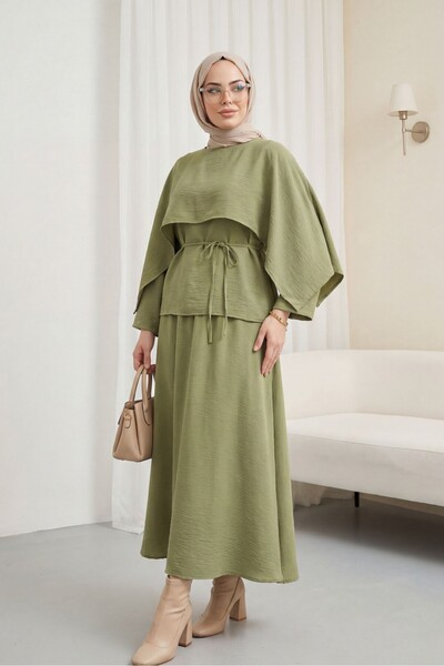 HİJABAYA Σετ Cupra με λεπτομέρεια κάπας και φούστα που δένει στη μέση