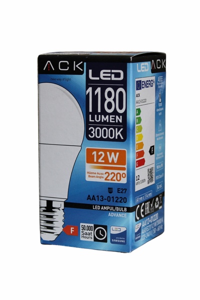 Aryes 12W LED Ampul Sarı Işık 3000K 1180 Lümen E27 Duy Tasarruflu Güçlü Işık