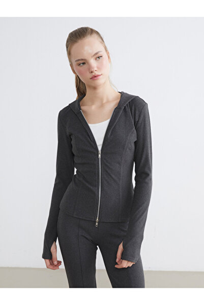 LC Waikiki Soft Touch Women's Zip-Up Sweatshirt with Thumbholes
