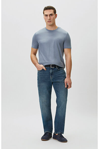 Network Mavi Pike Desen Basic T-shirt