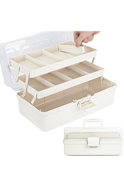 Creahaus 14” Storage Box – 3 Tiers, Adjustable Compartments, Premium Plastic