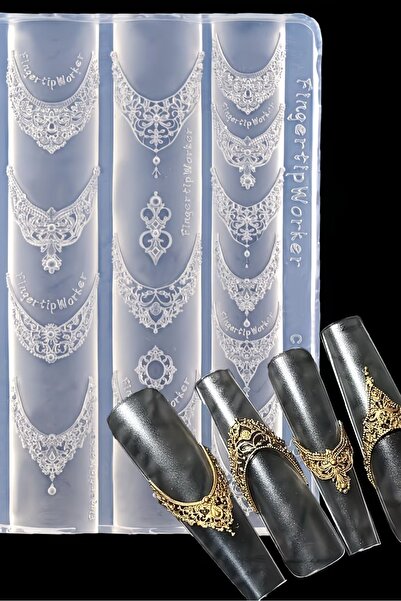 Easy Beauty İnce Nail Art Silikon Kalıp 3D Nail Art Desen Kalıbı, Tırnak Süsl...