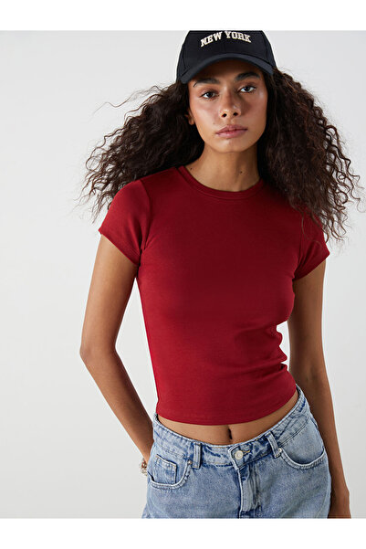 ZAVIXO ΓΥΝΑΙΚΕΙΟ Στενό Εφαρμοστό Βασικό Γυναικείο T-Shirt Crop, Μαλακό Υφασμά...