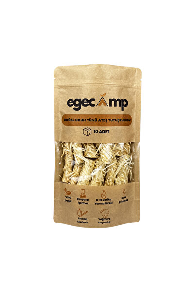 EgeCamp ® Doğal Odun Yünü Ateş Başlatıcı - 10'Lu