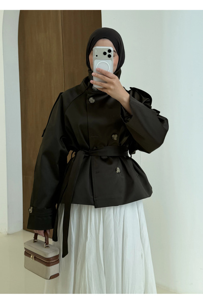 MODA AKSA 010 CLOE DİK YAKA TRENÇ HAKİ