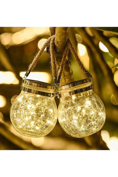 OEM Σετ 3 Ηλιακών Κρεμαστών Φαναριών LED για Κήπο και Βεράντα, με Ρετρό Γυάλι...