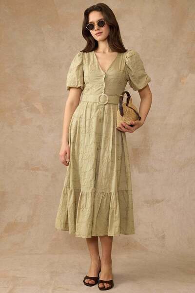 Olcay Λιτό φόρεμα - Χακί - Γραμμή Α