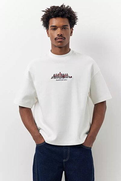 ZAVIXO Εμπριμέ ύφασμα από μαλακό βαμβάκι με στάμπα, ανδρικό μπλουζάκι Basic O...