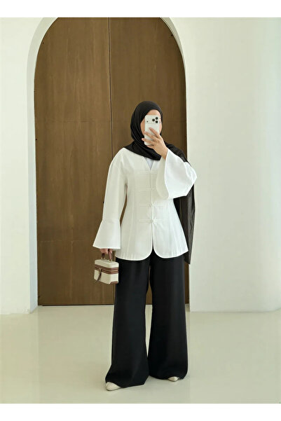 MODA AKSA 5498 BİRİT KETEN DTY BLUZ EKRU