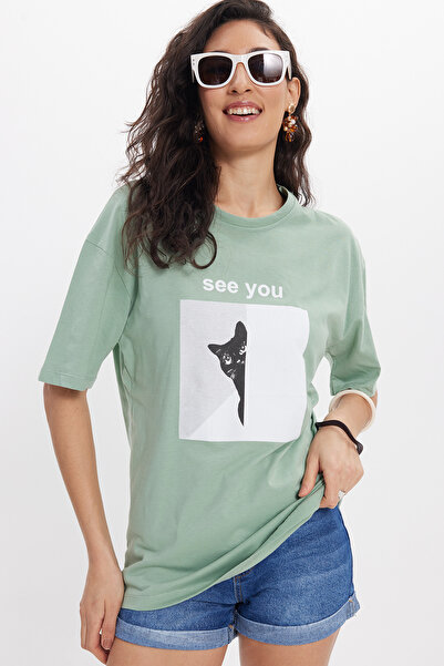 Tudors Γυναικεία μπλούζα με φαρδιά γραμμή, 100% βαμβακερή, με κοντό μανίκι κα...