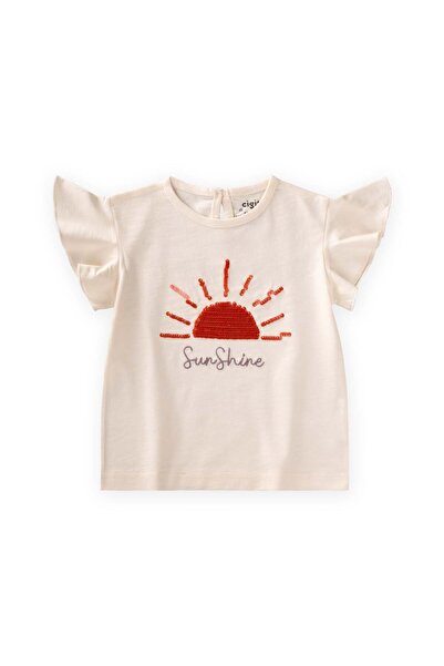 Cigit Μπλουζάκι με παγιέτες 1-10 ετών Εκρού