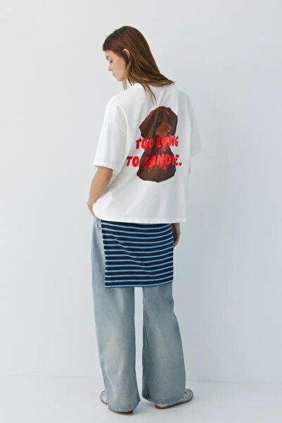 ZAVIXO Tricou de damă supradimensionat cu imprimeu, croială lejeră, țesătură ...