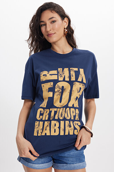 Tudors Γυναικεία μπλούζα με φαρδιά γραμμή, 100% βαμβακερή, με κοντό μανίκι κα...