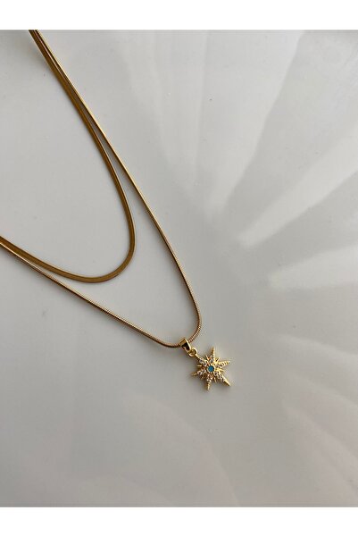 Anetta Jewelry Kadın altın renk kutup yıldızı uçlu ikili İtalyan çelik kararm...