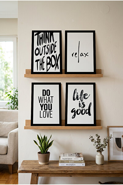 Zevahir Mobilya Dekorasyon 4 τεμάχια Ξύλινο πλαίσιο με όψη κουτιού με μήνυμα ...