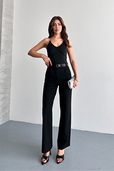 macharel jeans Women's High Waist Belted Wide Leg Palazzo Pants