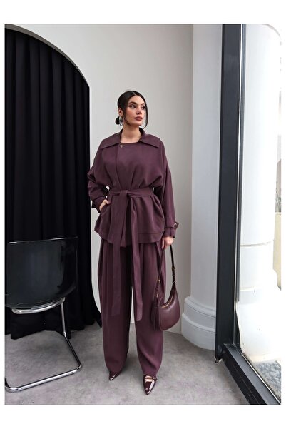 ESRAHELVACI Σετ Καμπαρντίνας με Ζώνη και Κορδόνι στη Μέση