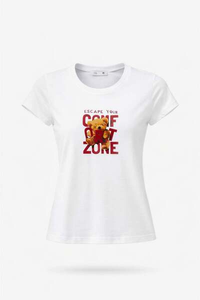 Miss Poem Γυναικείο κοντομάνικο μπλουζάκι με στάμπα λευκό αρκουδάκι