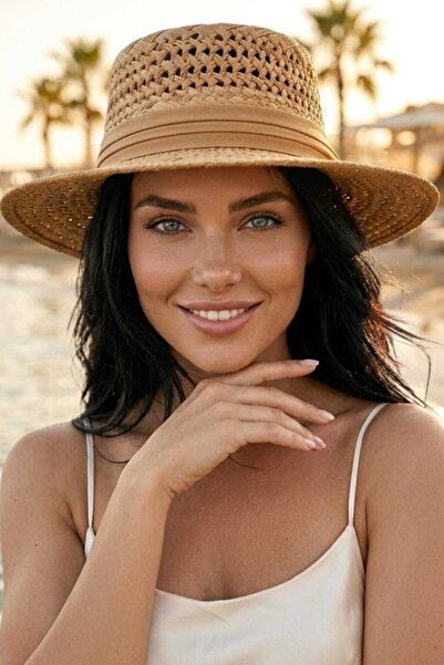 Mood Agenda Women Straw Hat Riviera Style Hollowed Out Knitted Summer Beach Hat