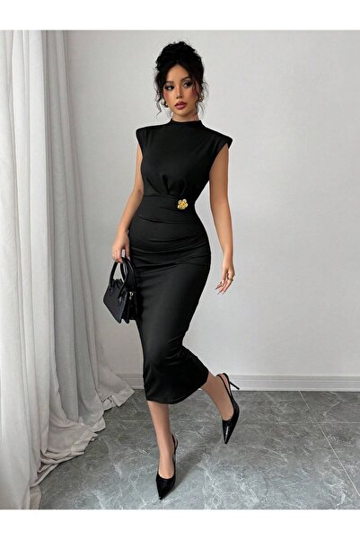 DRESSIFY WOMEN’S FASHION Γυναικείο φόρεμα μίντι με κοντό μανίκι και λεπτομέρε...