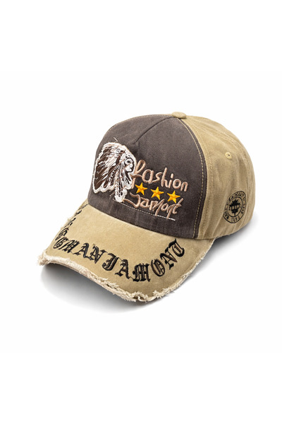 Zeramine 2024 Αντίκα vintage καπέλο με κέντημα, ρυθμιζόμενο unisex, με σκισίμ...