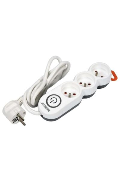 Sthor Prelungitor electric cu 3 prize și întrerupător, lungime 3m, cu împămân...