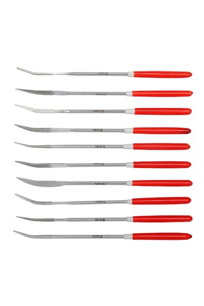 yato Set de 10 pile de șlefuit, Yato, Metalice, 3x140x30 mm, Argintiu/Roșu