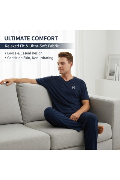 casme Mens Loungewear Sets Pajamas Set Top and Bottom Soft Sleepwear Family Night Wear