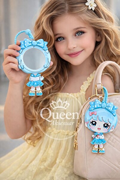 QUEEN AKSESUAR 2 σε 1 Χαριτωμένο αξεσουάρ τσάντας μπρελόκ με καθρέφτη και λου...