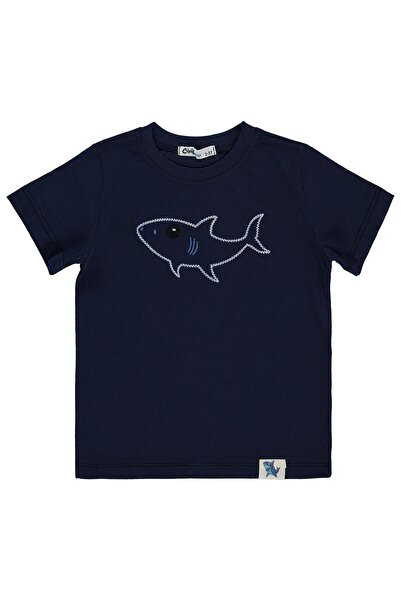 Civil Boys Μπλουζάκι με κέντημα καρχαρία για παιδιά 2-5 ετών - Ναυτικό μπλε